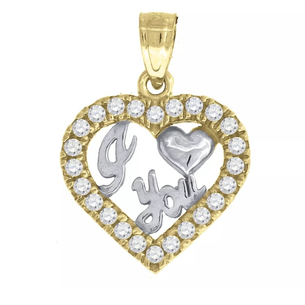 10K Yellow Gold I Love You Heart Love Pendant